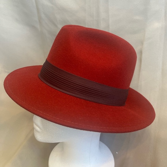 Vintage Wool Liz Claiborne Rust Red Hat - Picture 2 of 6